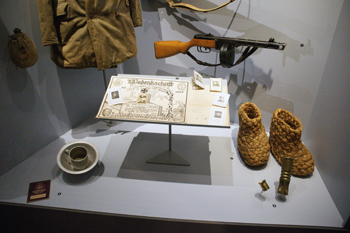 Photograph of Bastogne War Museum straw boots.